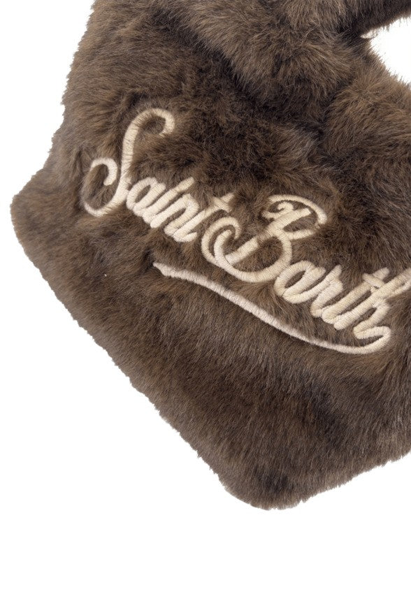 Saint Barth Trapezoidal Mini Handbag In Soft Faux Fur