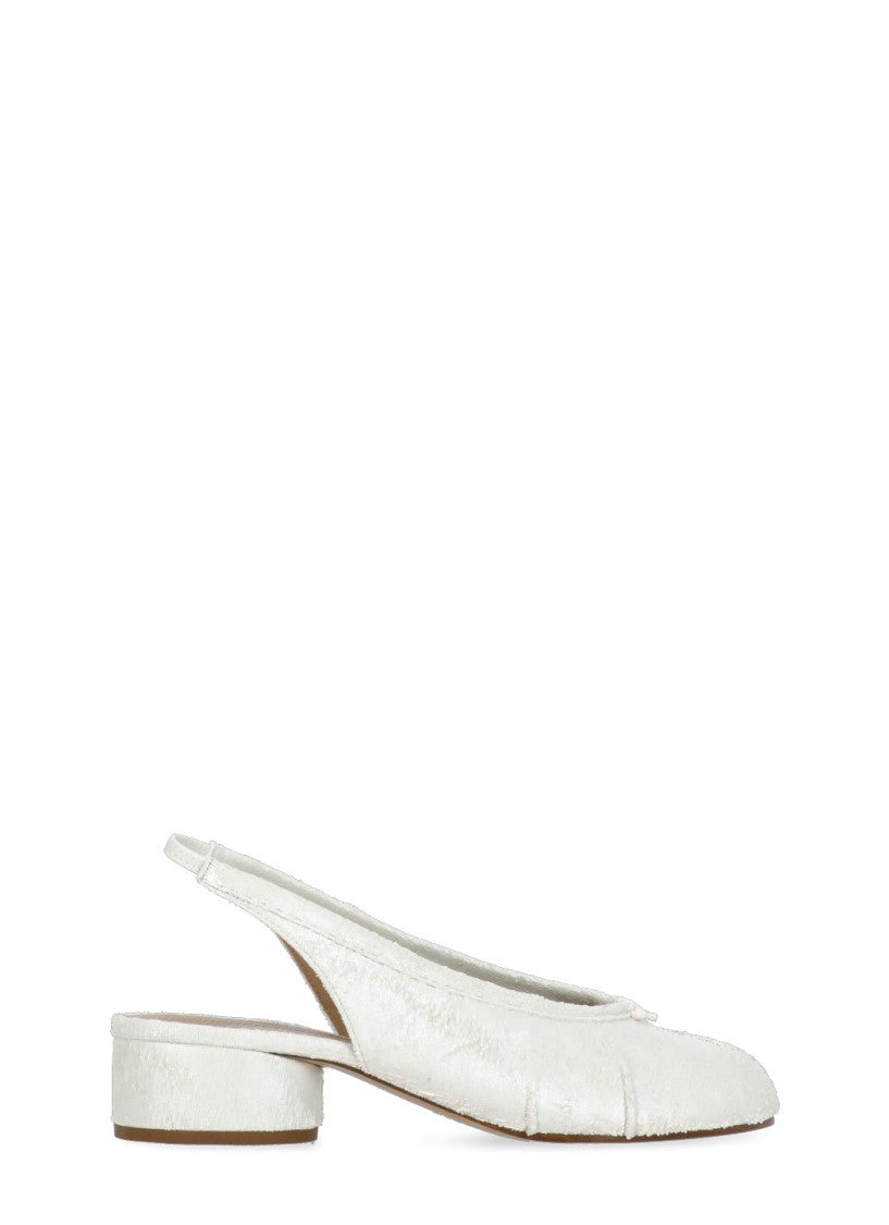 Maison Margiela Pearly Leather Tabi Slingback With Ankle Belt