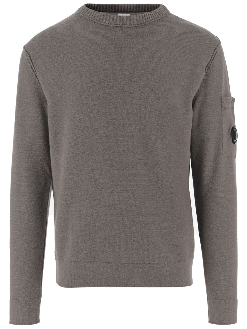 C.P. Company Cotton Blend Sweater With Ribbed Neck And Logo Detail