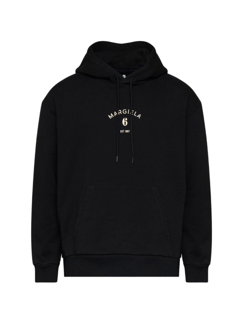 Mm6 By Maison Margiela Black Drawstring Hooded Sweater