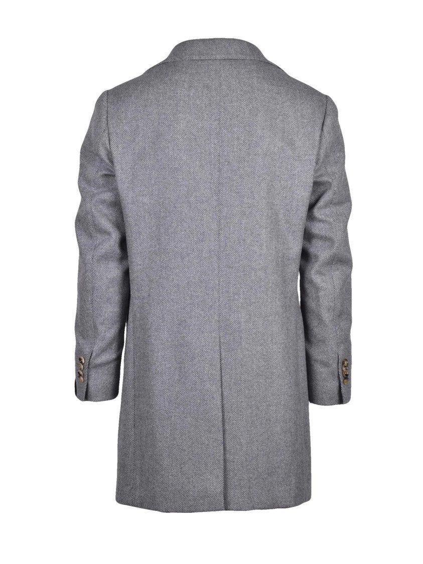 Luigi Borrelli Napoli Grey Virgin Wool-Cashmere Coat