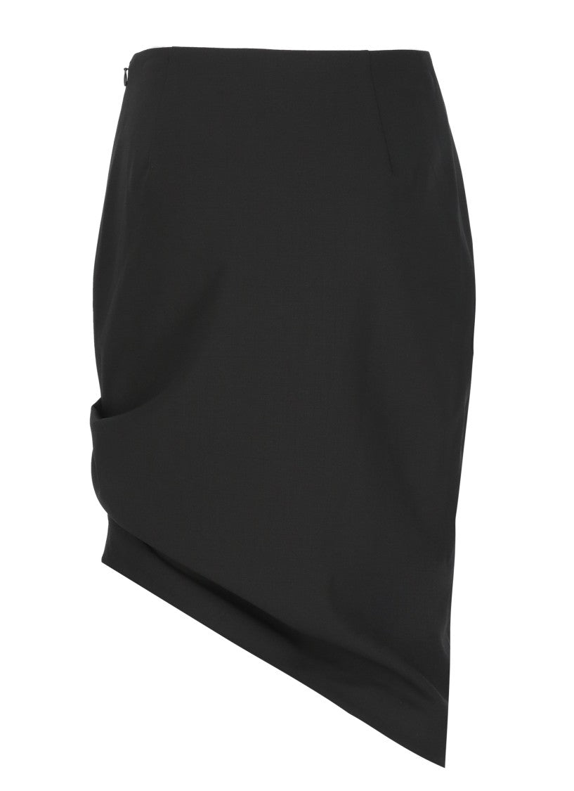 Carolina Herrera Wool Skirt With Distinctive Draped Hem