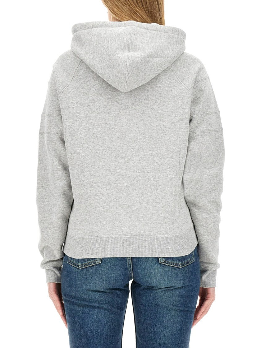Saint Laurent Classic Grey Cotton Hoodie With Drawstring