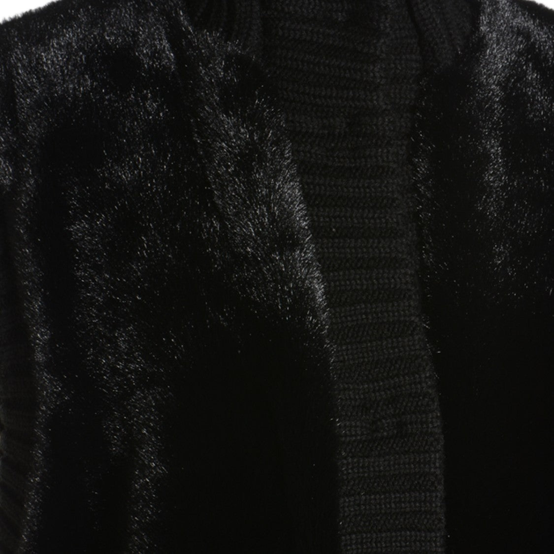 Pinko Sleeveless Black Fur Coat With Ribbed Collar