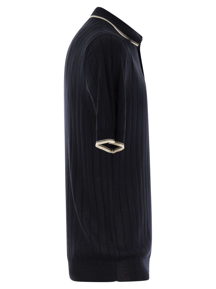 Peserico Polo Shirt In Pure Cotton Crepe Yarn