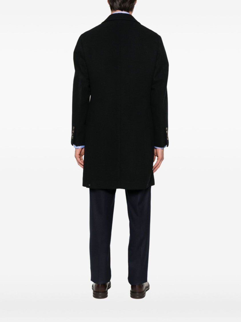 Brunello Cucinelli Classic Black Button-Up Coat With Notched Lapels