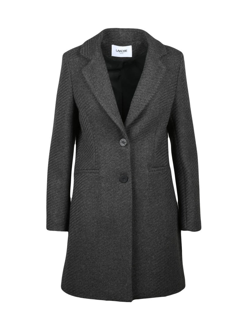 Lakore Dark Grey Fitted Wool-Blend Coat