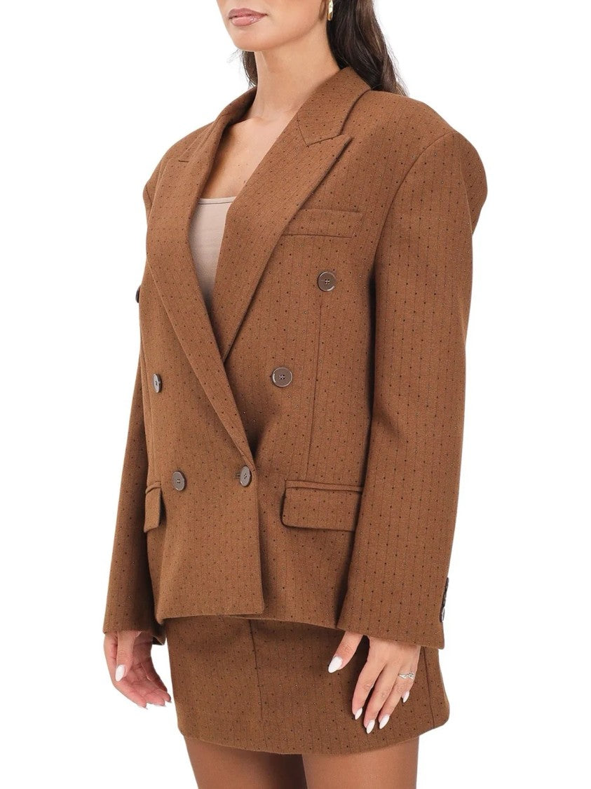Vicolo Biscuit Viscose-Blend Double-Breasted Blazer