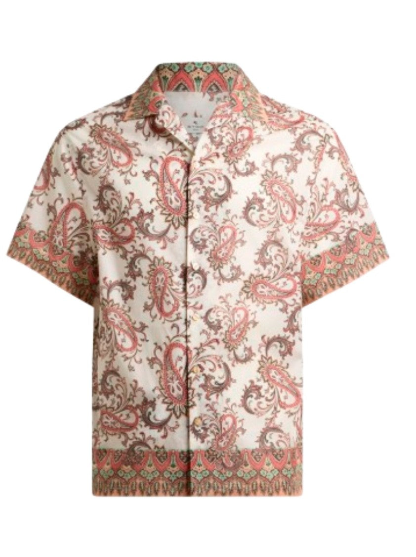Etro Orange Floral Paisley Shirt
