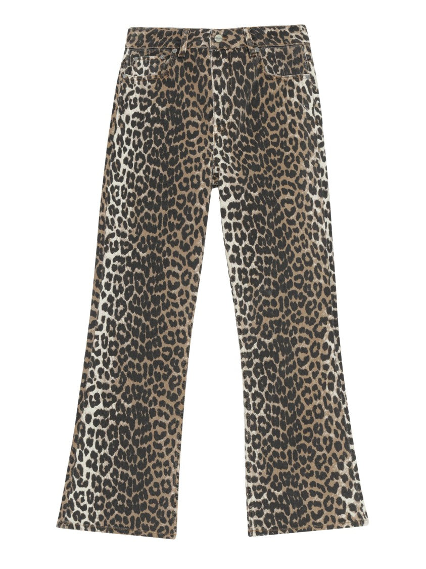 Ganni Multicolor Animal Print Cotton Crop Jeans