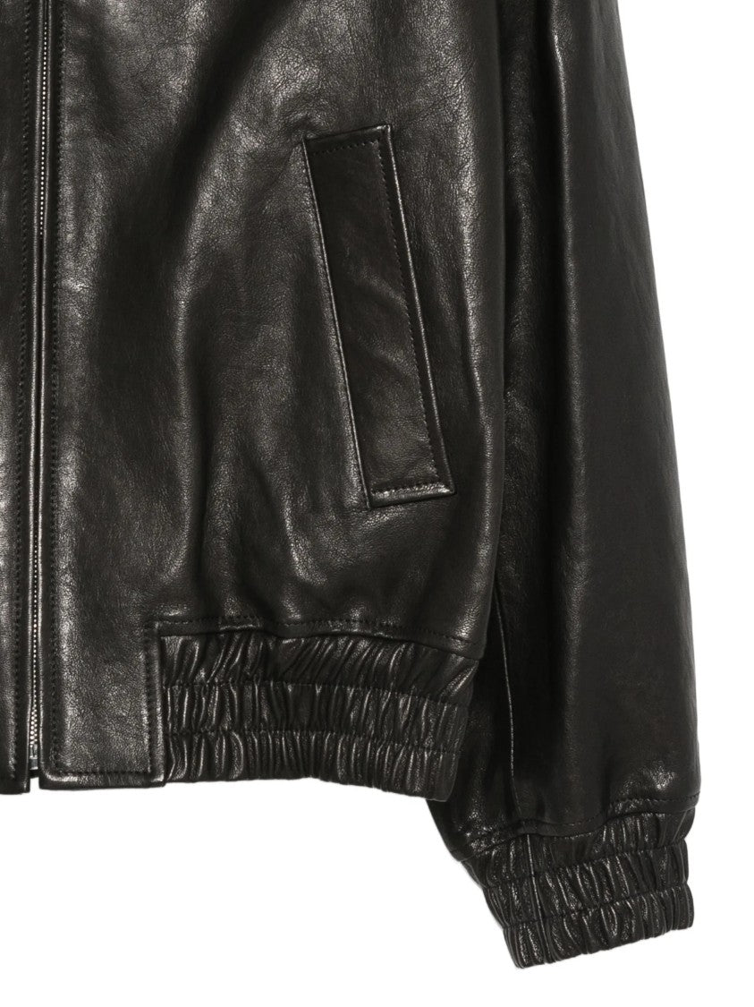 Valentino Nappa Leather Jacket With Front Zipper And Angled Pockets