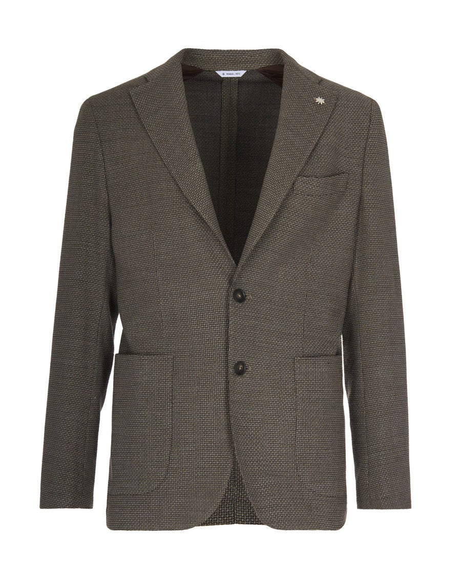 Manuel Ritz Brown Single-Breasted Blazer