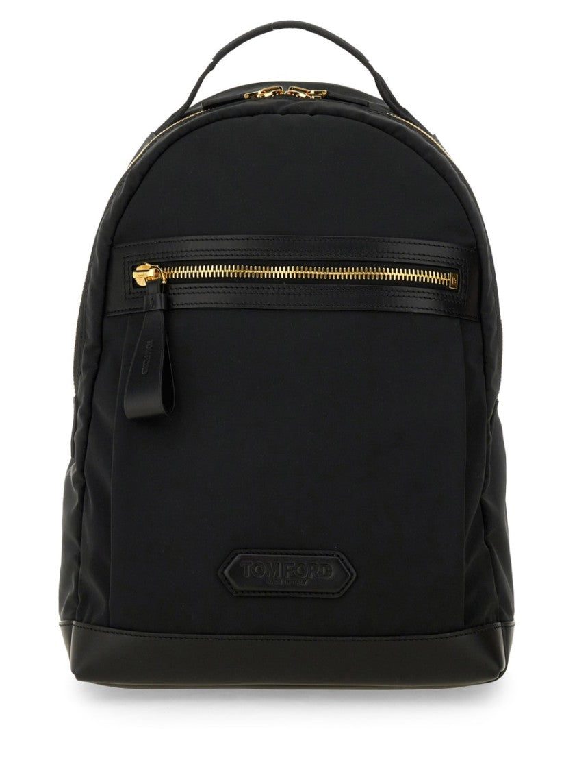 Tom Ford Structured Black Backpack With Iconic Logo