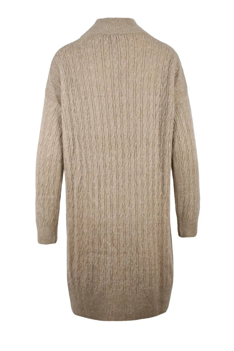 Liu Jo Beige Cable High-Neck Dress