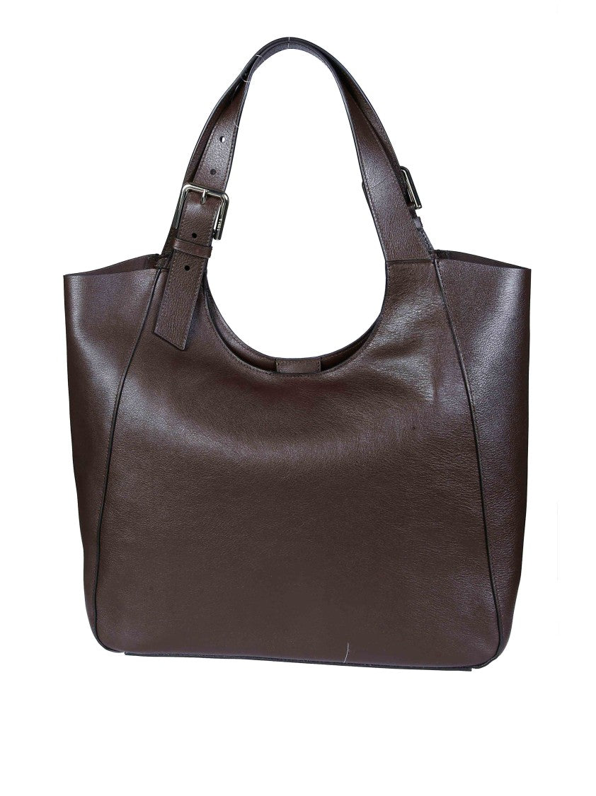 Furla Dora L Dark Brown Leather Tote Bag
