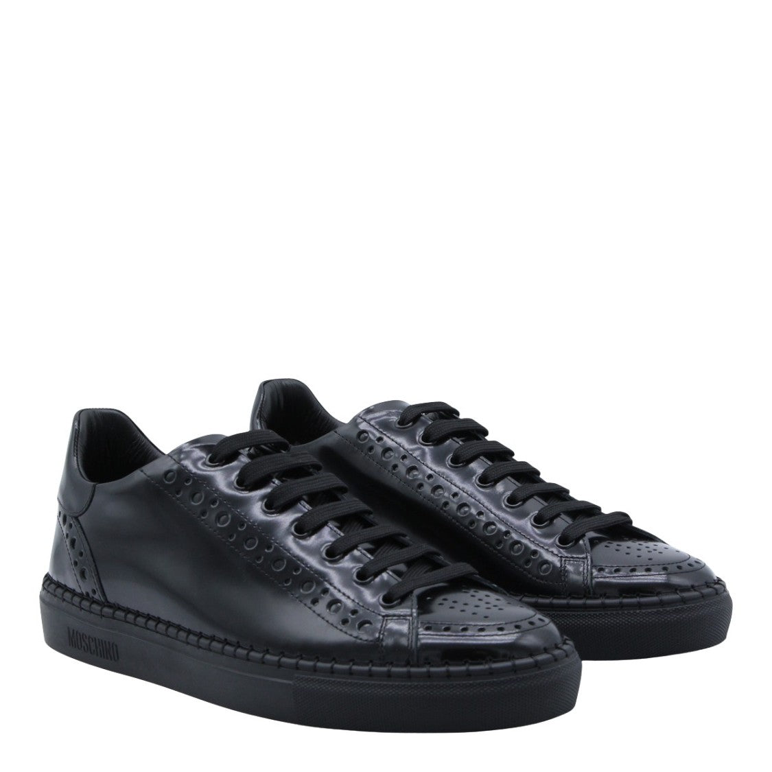 Moschino Glossy Black Low-Top Sneakers