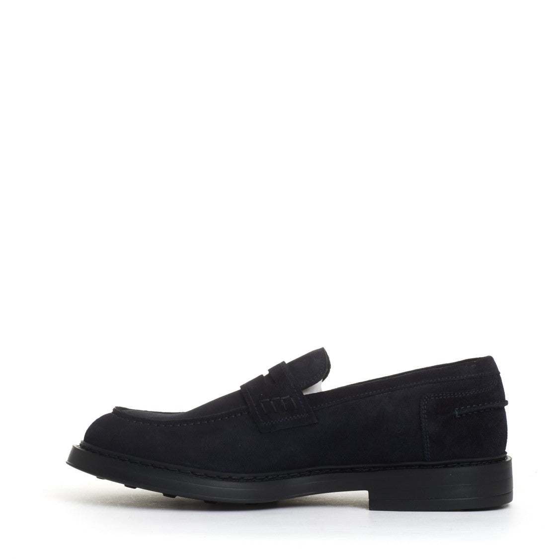 Doucal's Blue Suede Moccasin With Rubber Sole