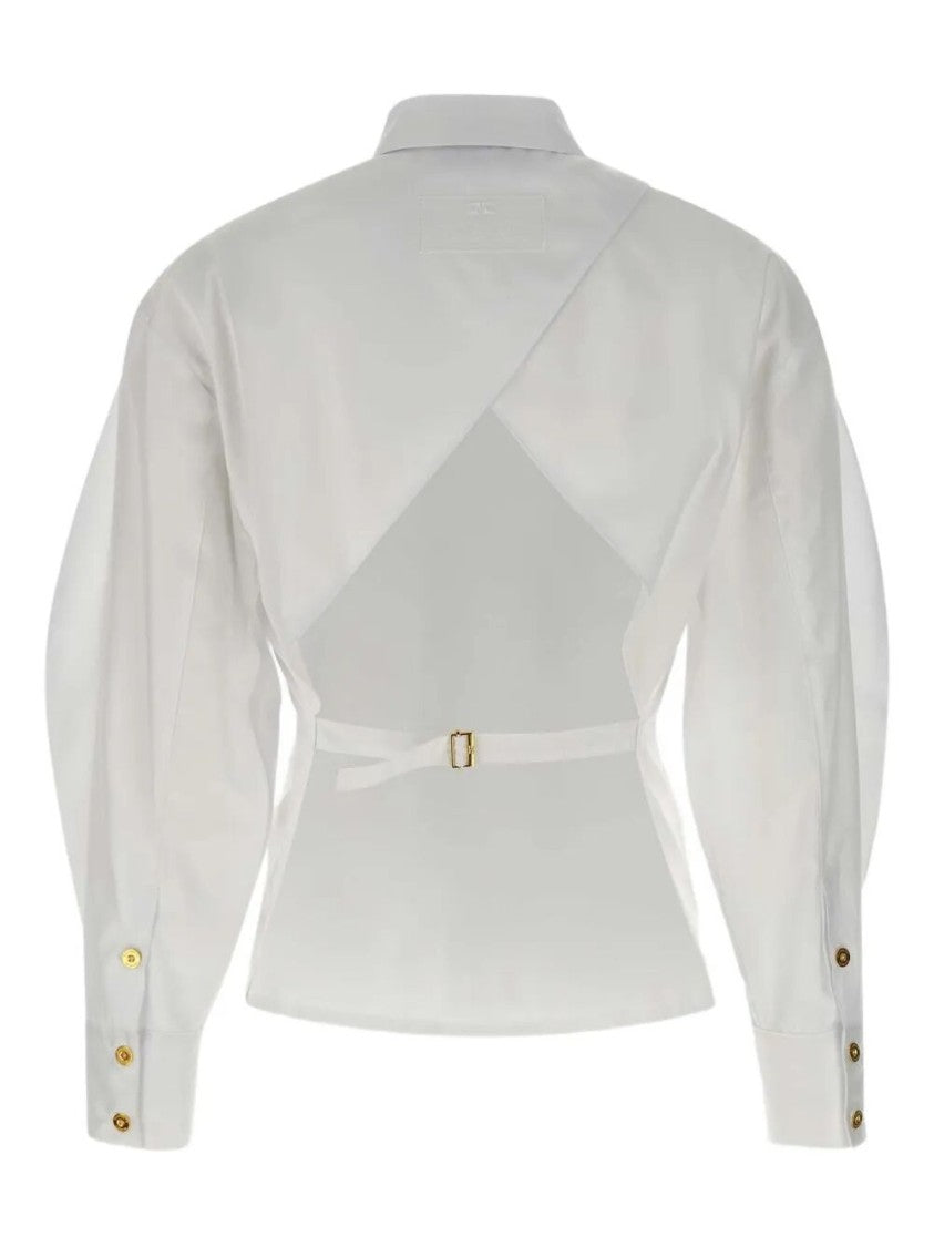Elisabetta Franchi White Cotton Shirt With Ribbon Details
