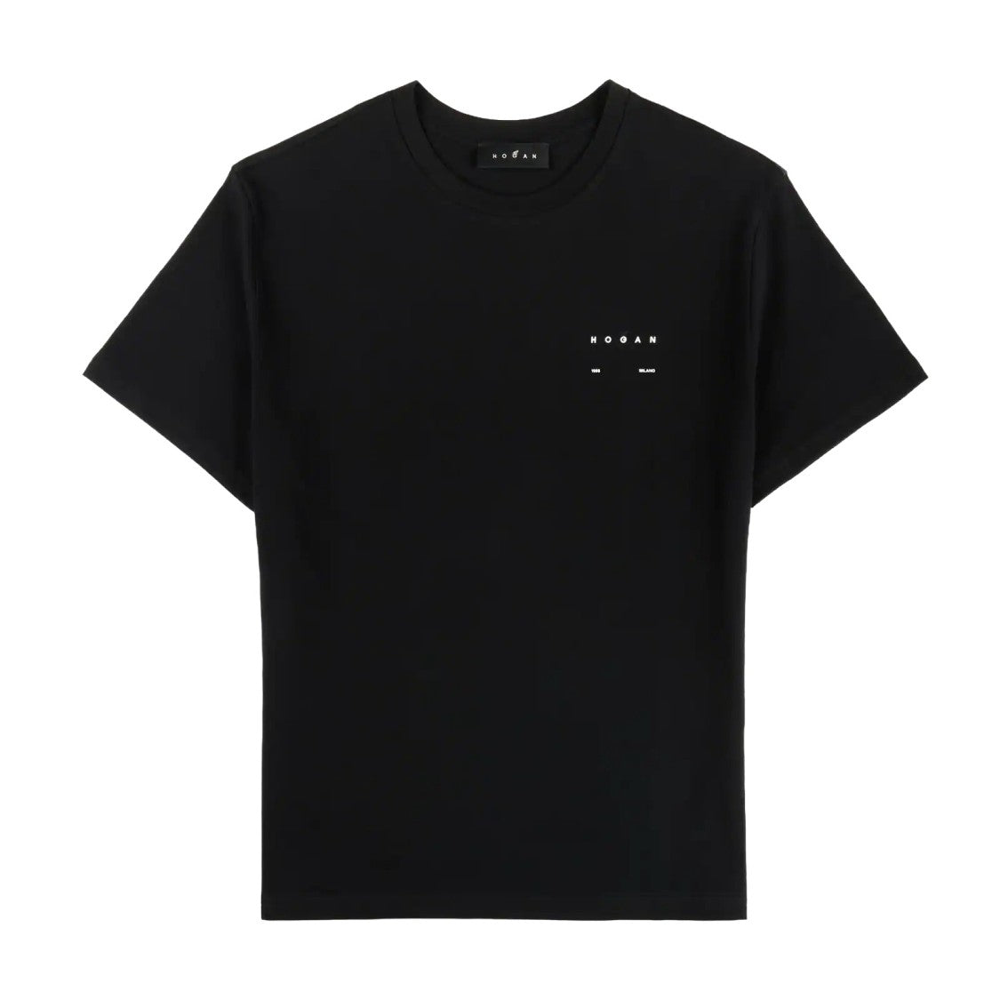 Hogan Minimalist Black T-Shirt With Calfskin Blend