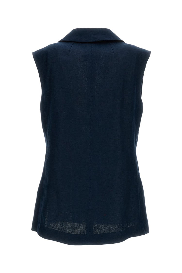 Max Mara Blue Bird Double Breasted Linen Gilet