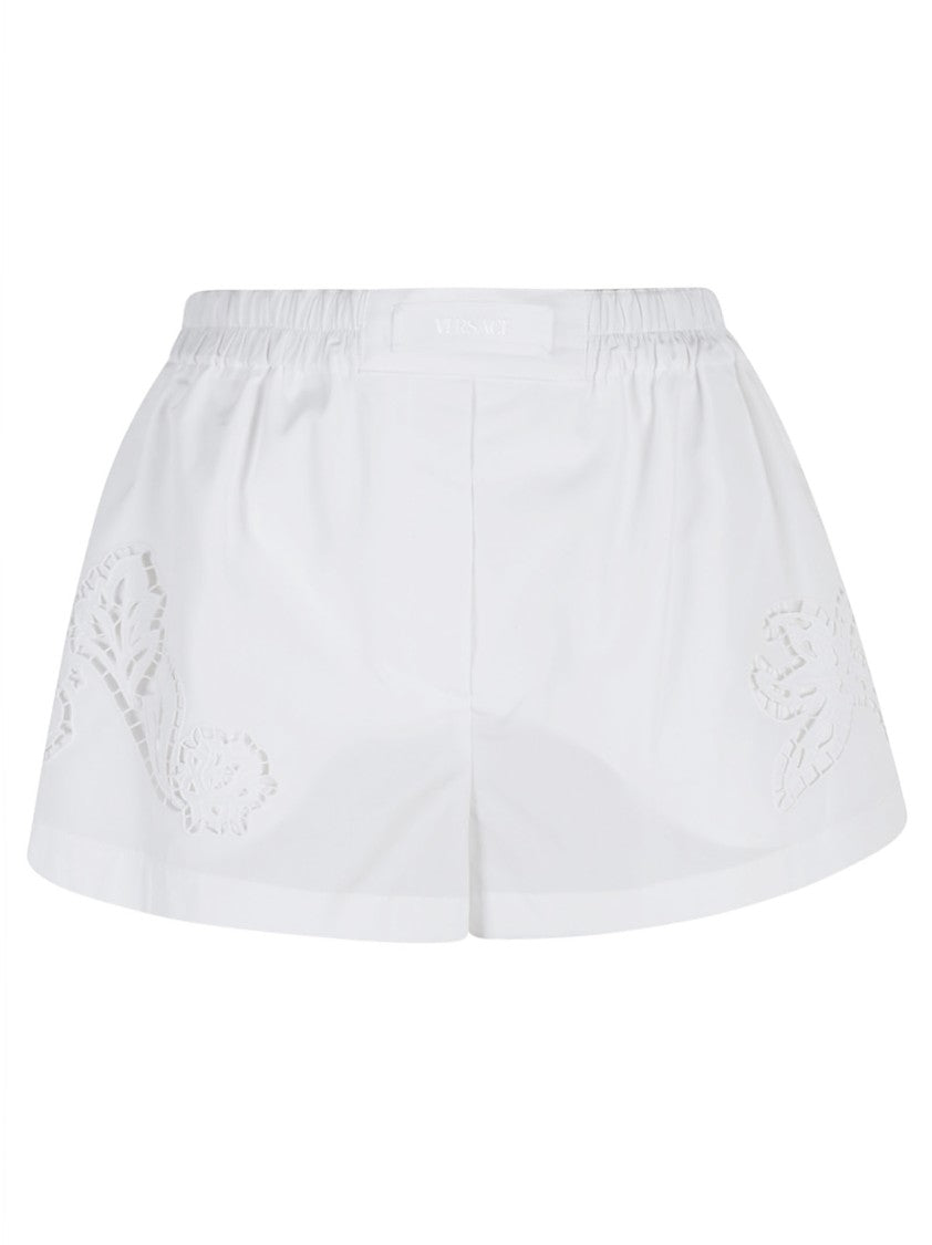 Versace Relaxed-Fit Shorts With Floral Embroidery
