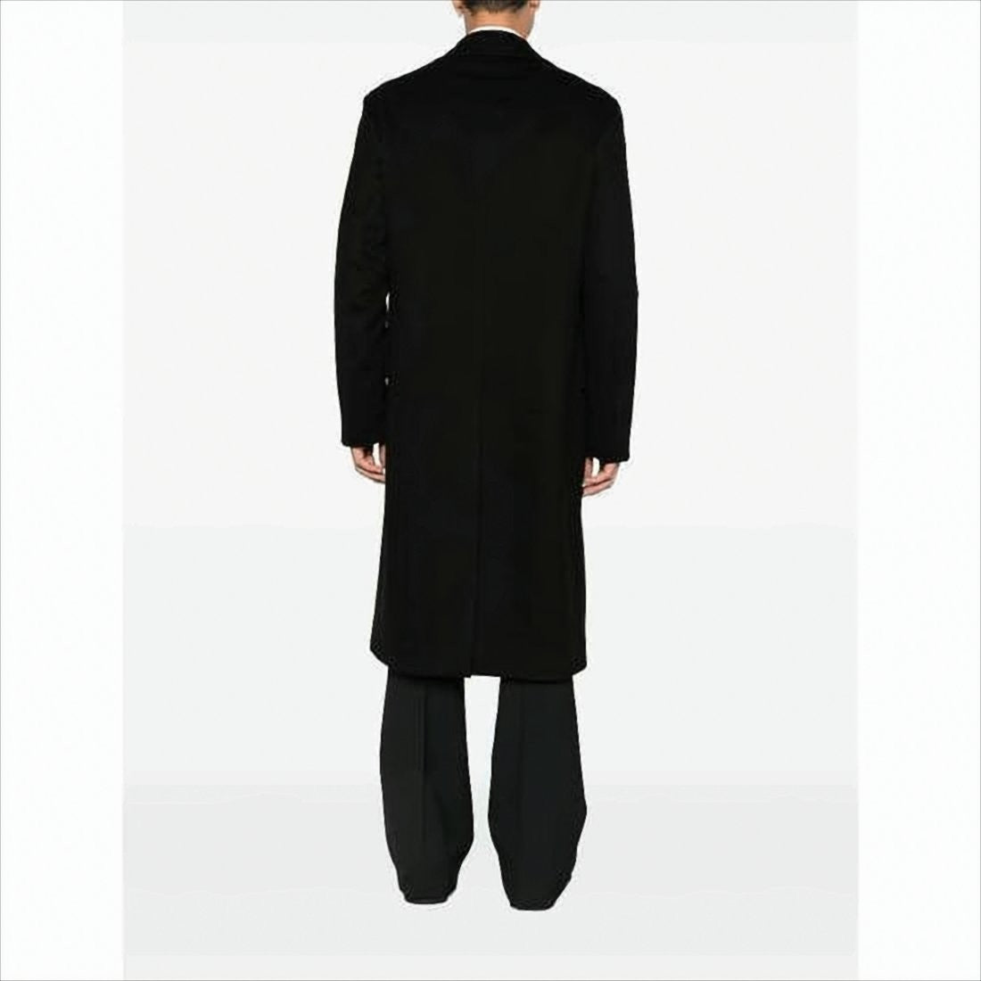 Lardini Double-Breasted Wool Coat With Floral Pin Detail
