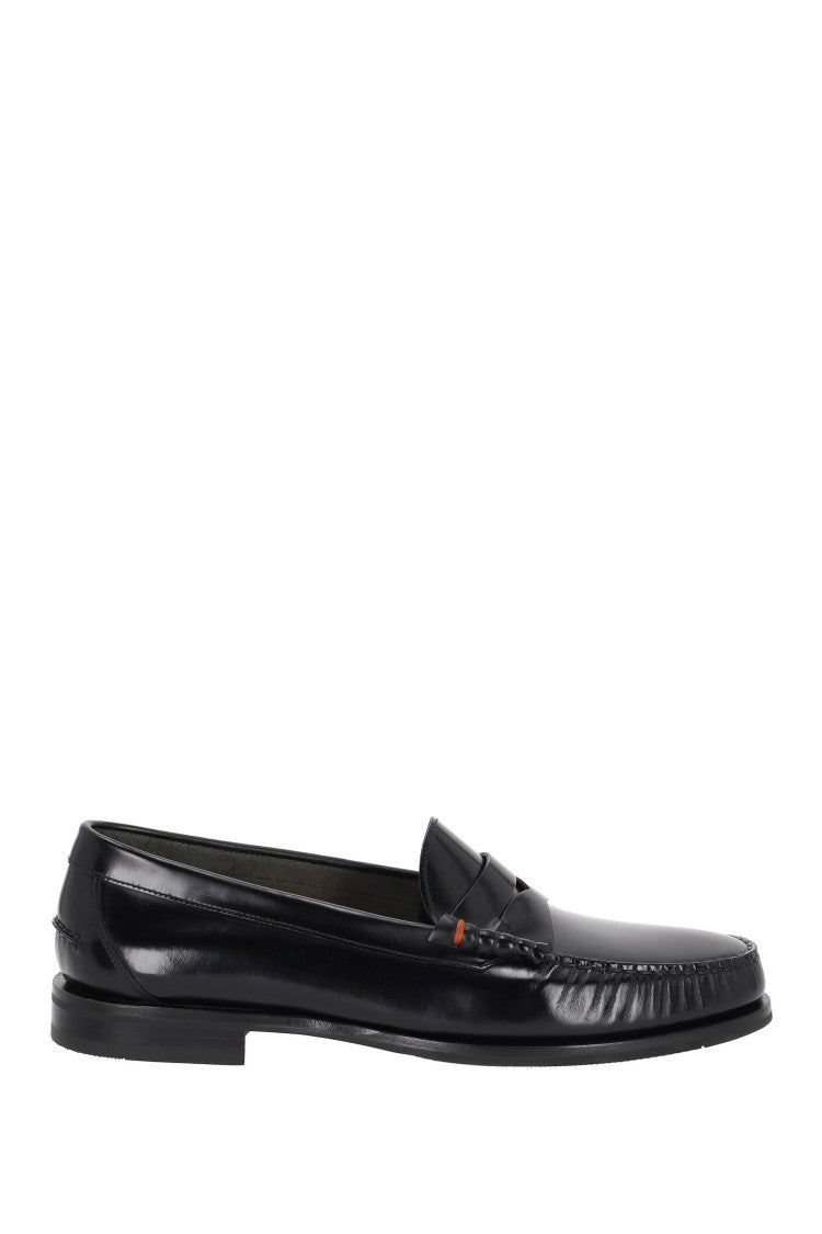 Santoni Calf Leather Penny Loafers