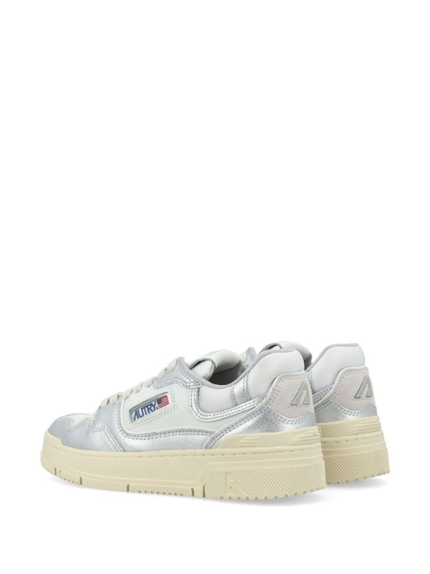 Autry Silver-Tone Panelled Low-Top Sneakers