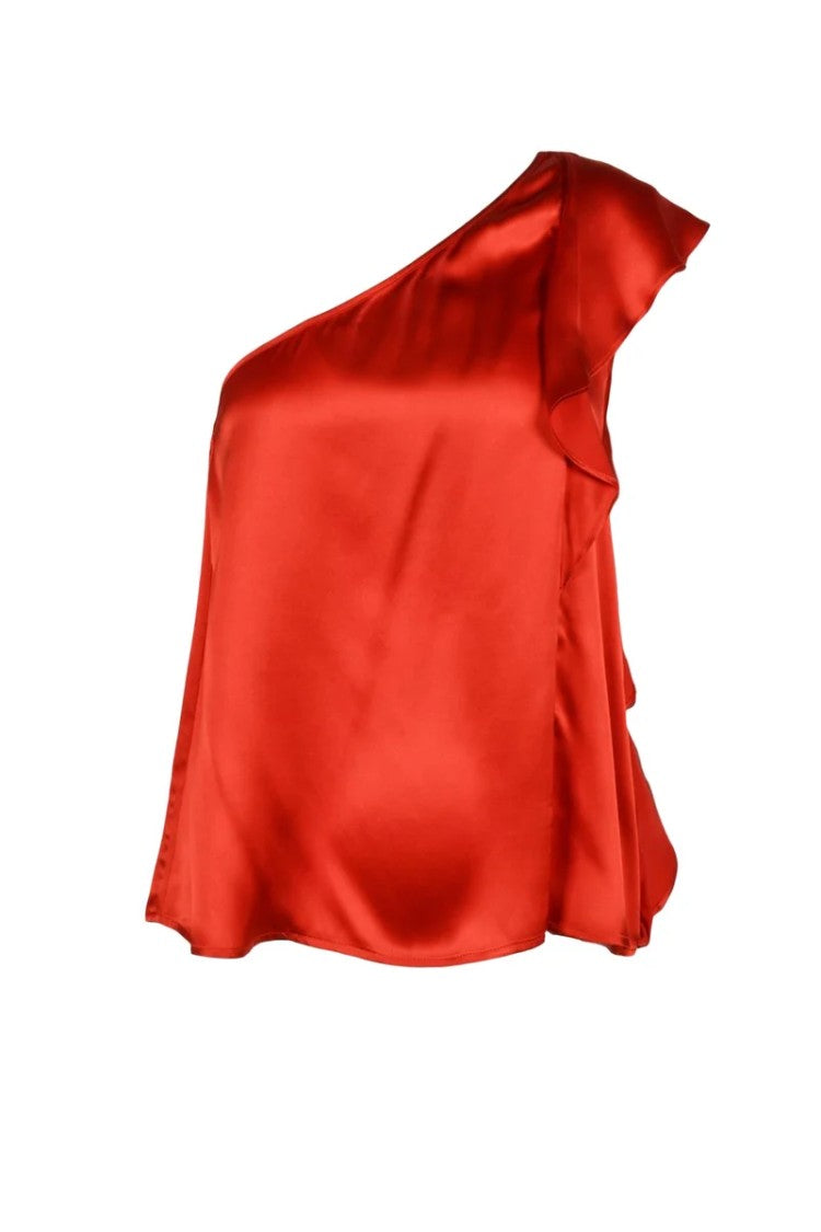 L Autre Chose Red Silk Top