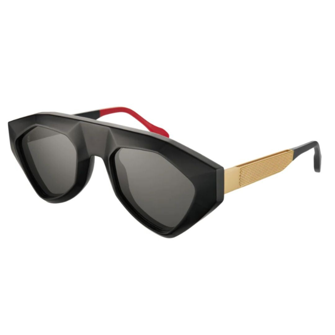 Vysen Sha Sh1 Matte Black Geometric Sunglasses With Textured Temples