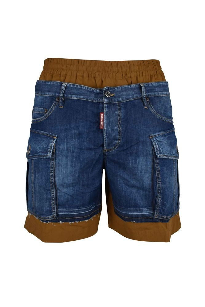 Dsquared2 Bi-Material Cargo-Style Shorts With Elastic Waistband