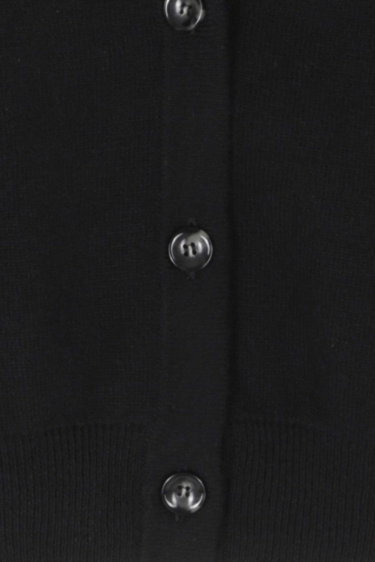 Roberto Collina Black Boxy Cropped Merino Wool Cardigan
