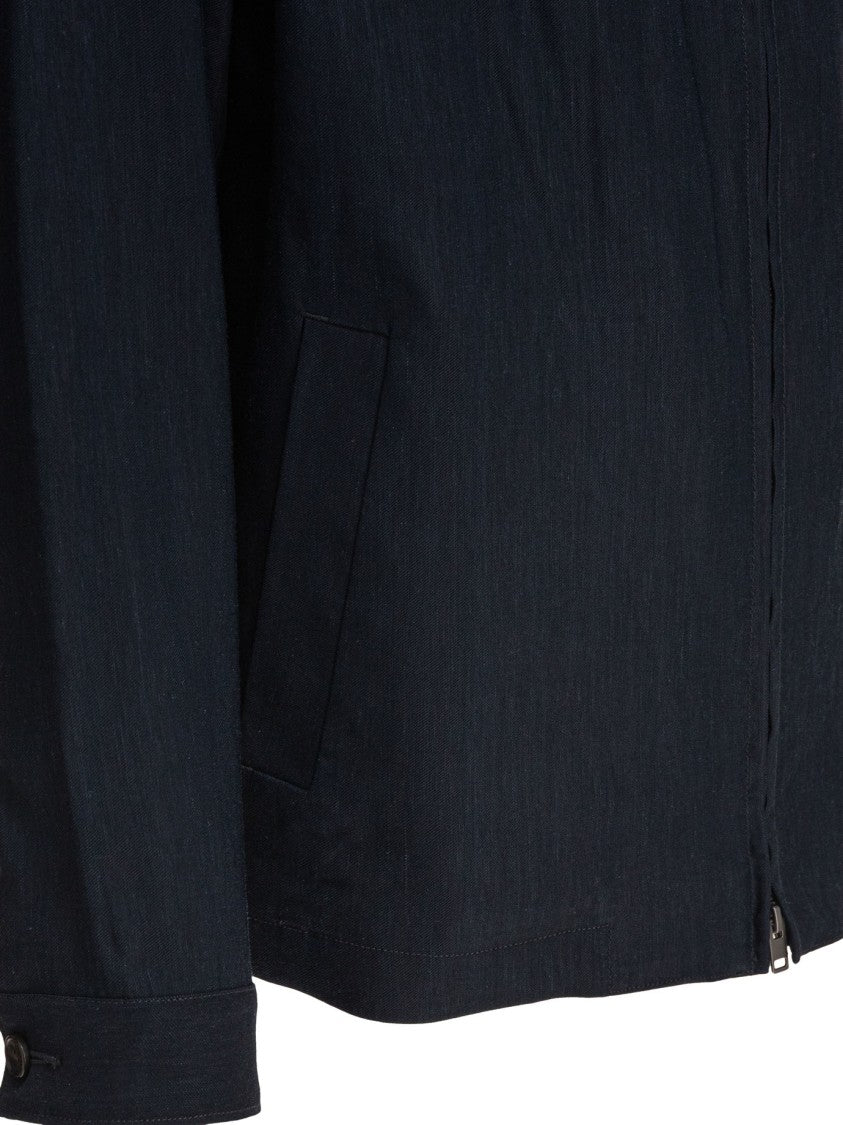 Vince Textured Blue Bomber Jacket