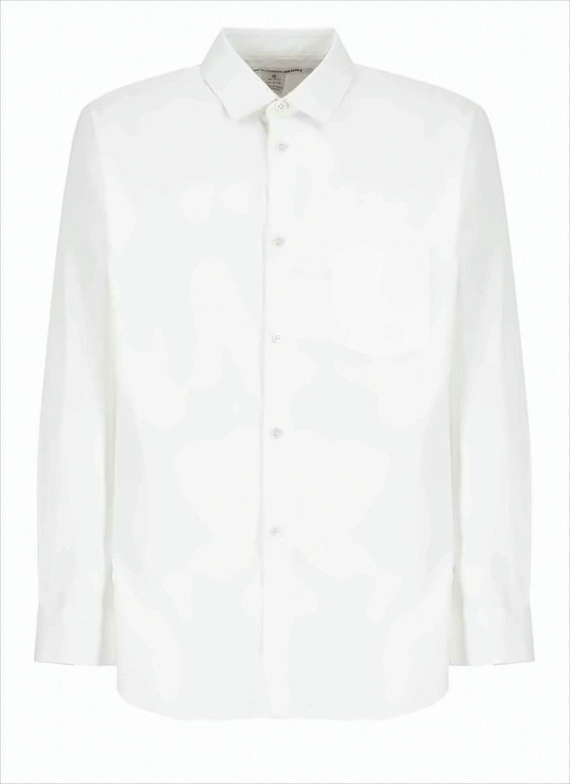 Comme Des Garçons Long-Sleeve Shirt With Pointed Collar And Curved Hem