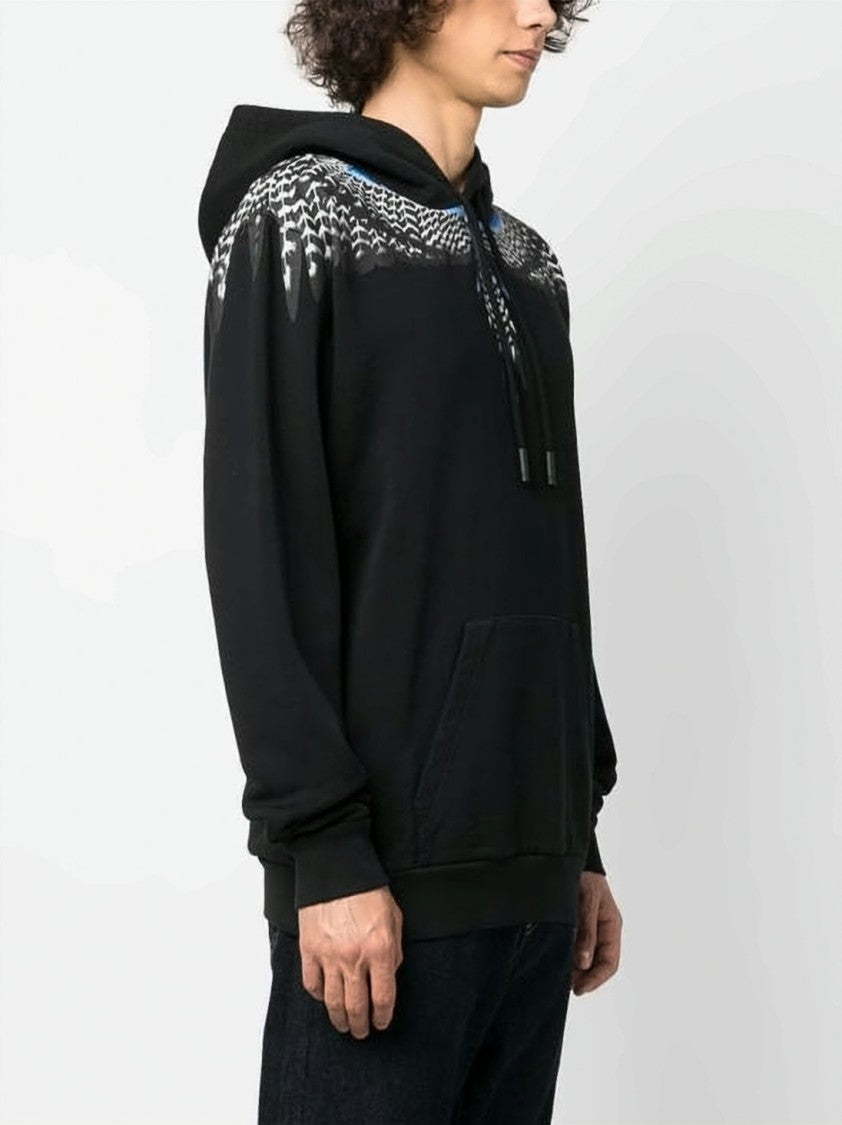 Marcelo Burlon Feather Wing Print Hoodie With Adjustable Drawstring