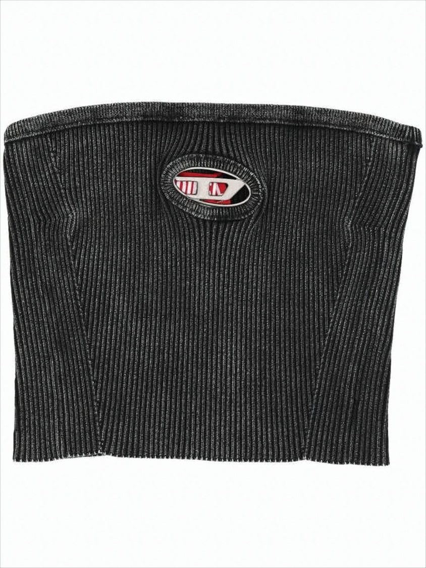 Diesel Ribbed Strapless Crop Top
