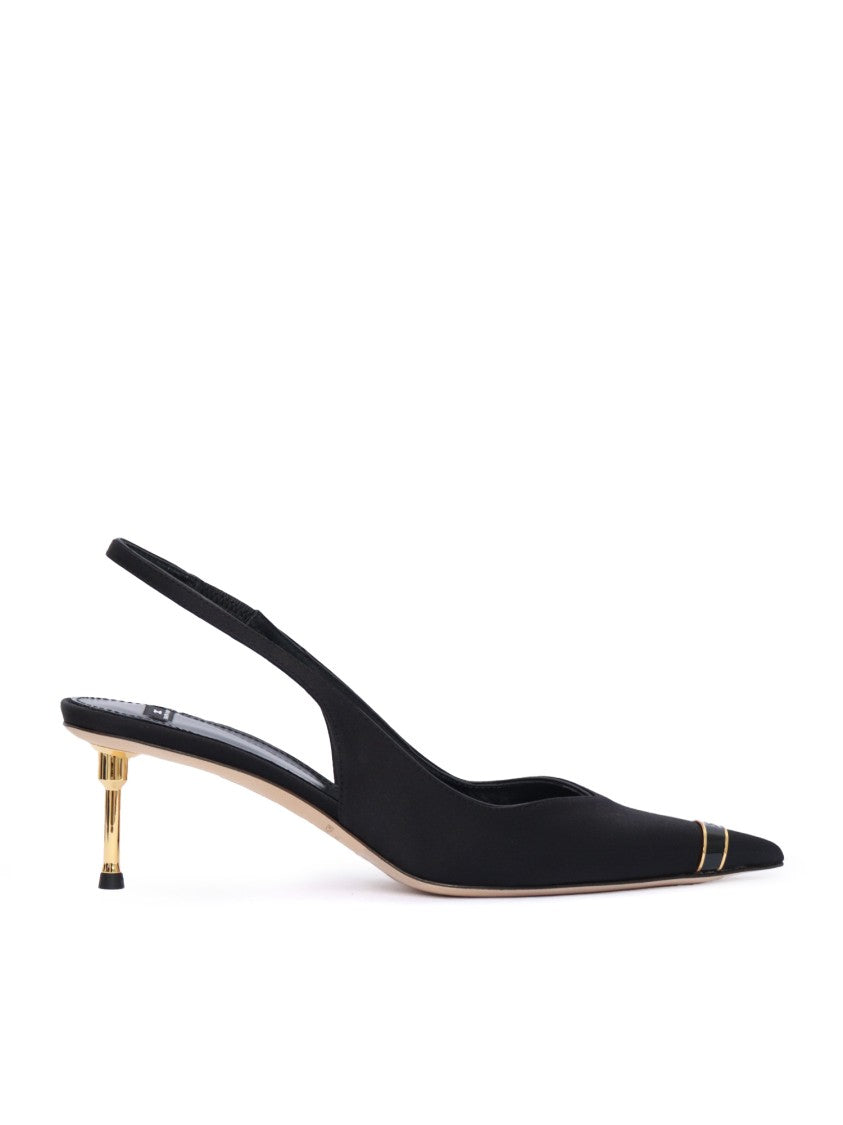 Elisabetta Franchi Slingback Heels With Gold Accent And Pointed Toe