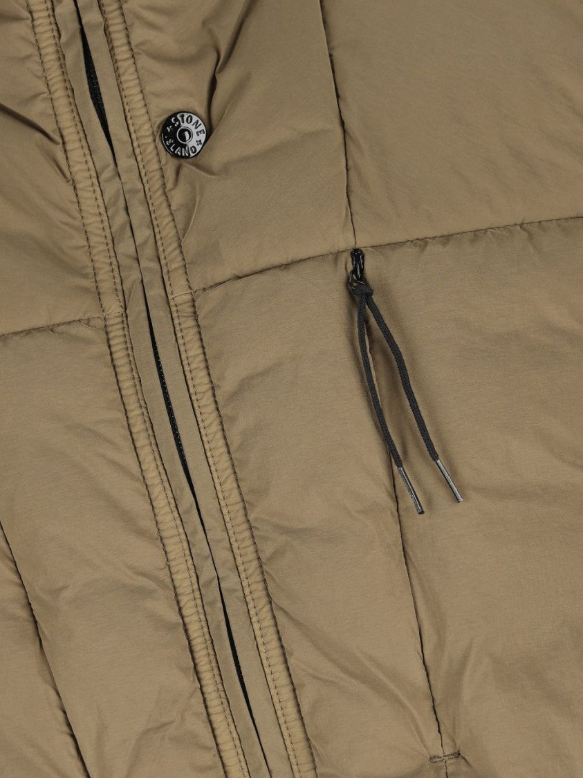 Stone Island Sleeveless Padded Green Knitwear With Zip Closure