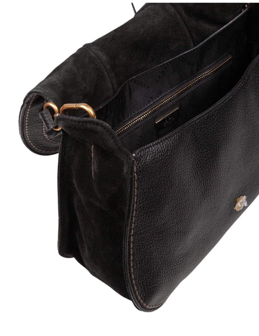 Visona Soft Leather Shoulder Bag, Black