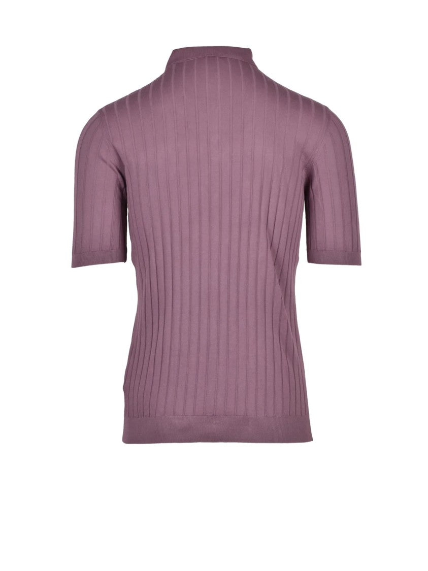 Eleventy Knit Polo Shirt - Old Rose