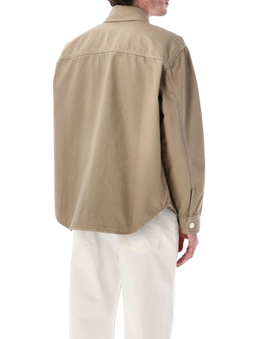 Ami Paris Relaxed Fit Denim Curved Hem Overshirt