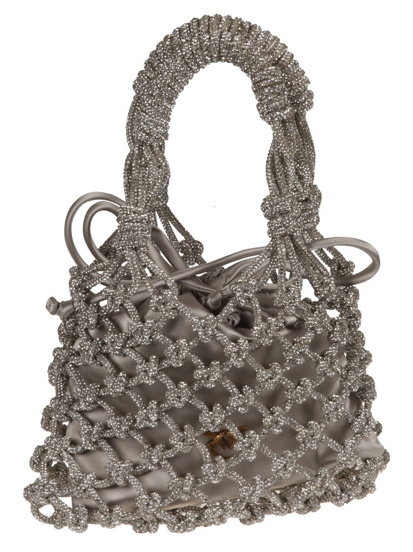 Pinko Mini Netted Crystal Embellished Polyester Handbag