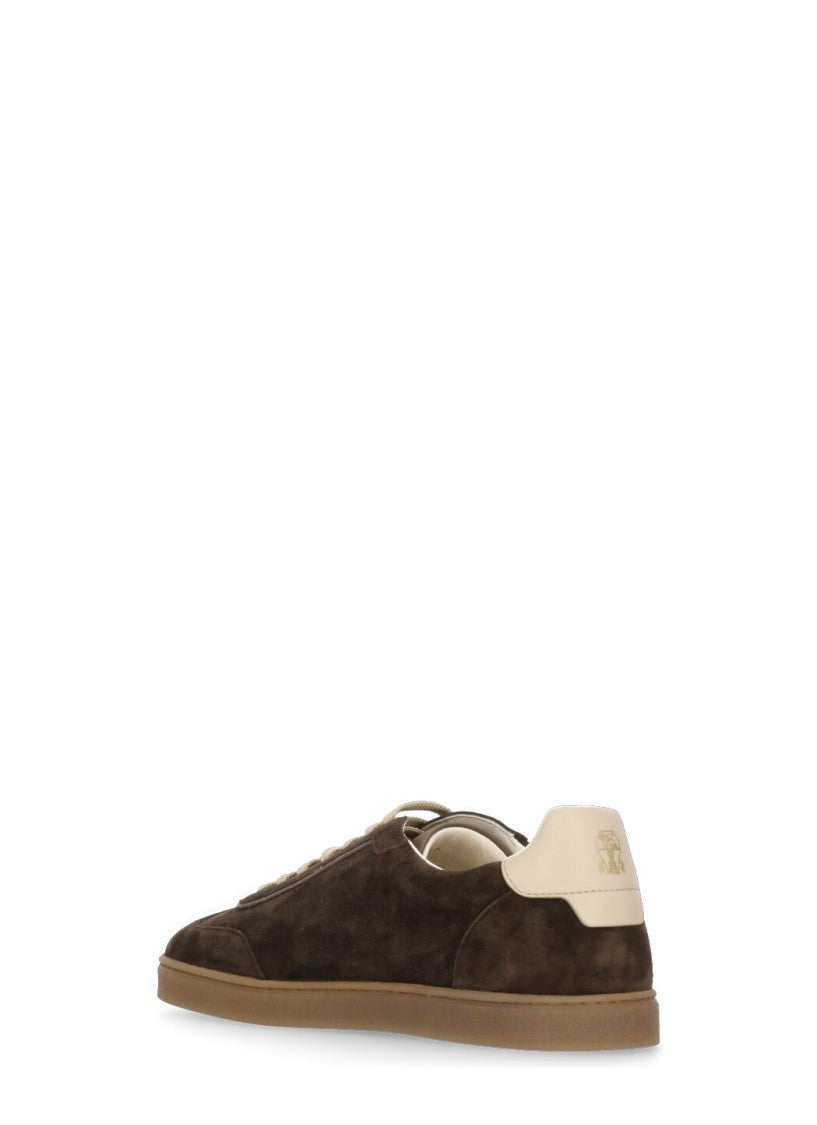 Brunello Cucinelli Brown Suede Leather Sneakers
