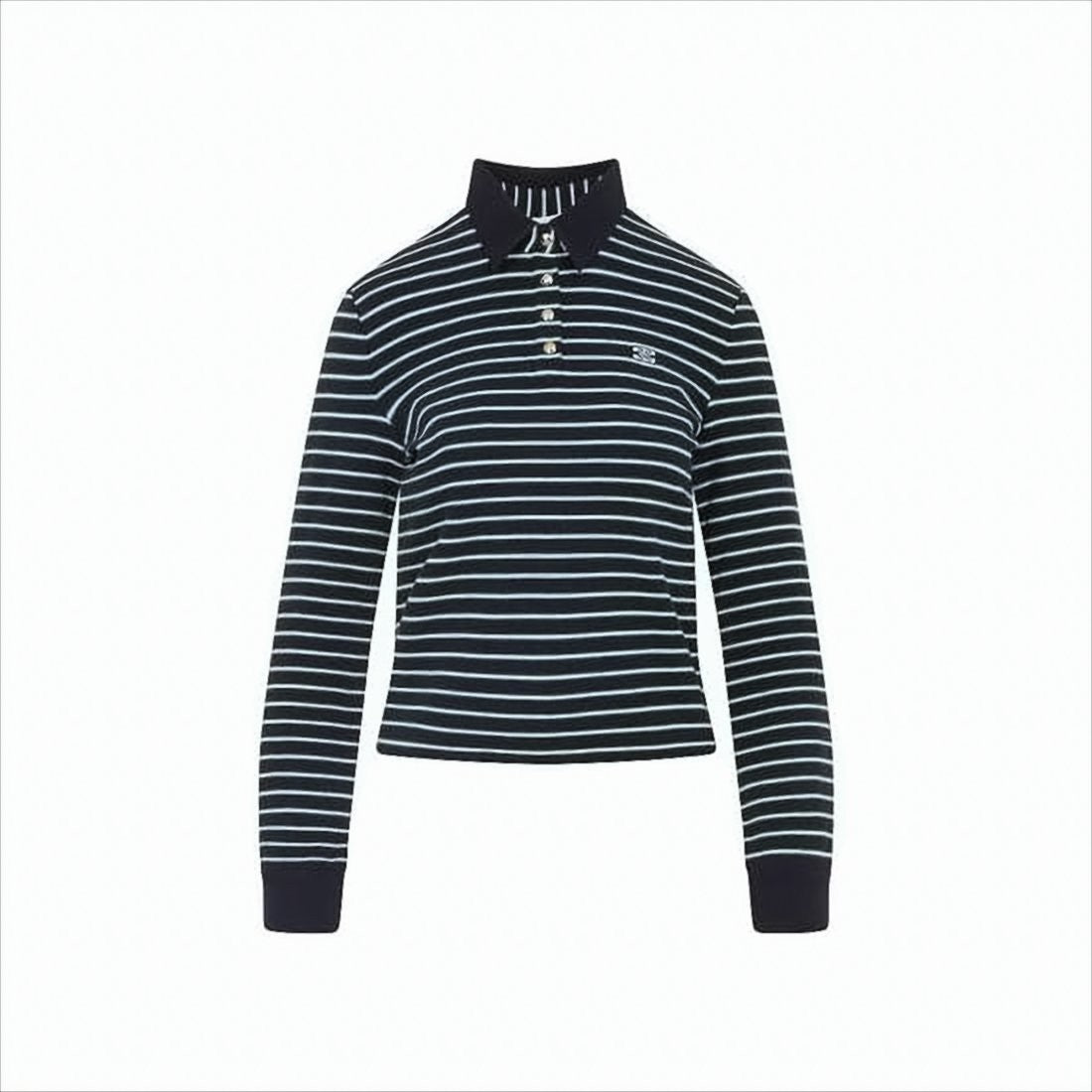Celine Long-Sleeved Striped Polo Shirt With Ribbed Collar