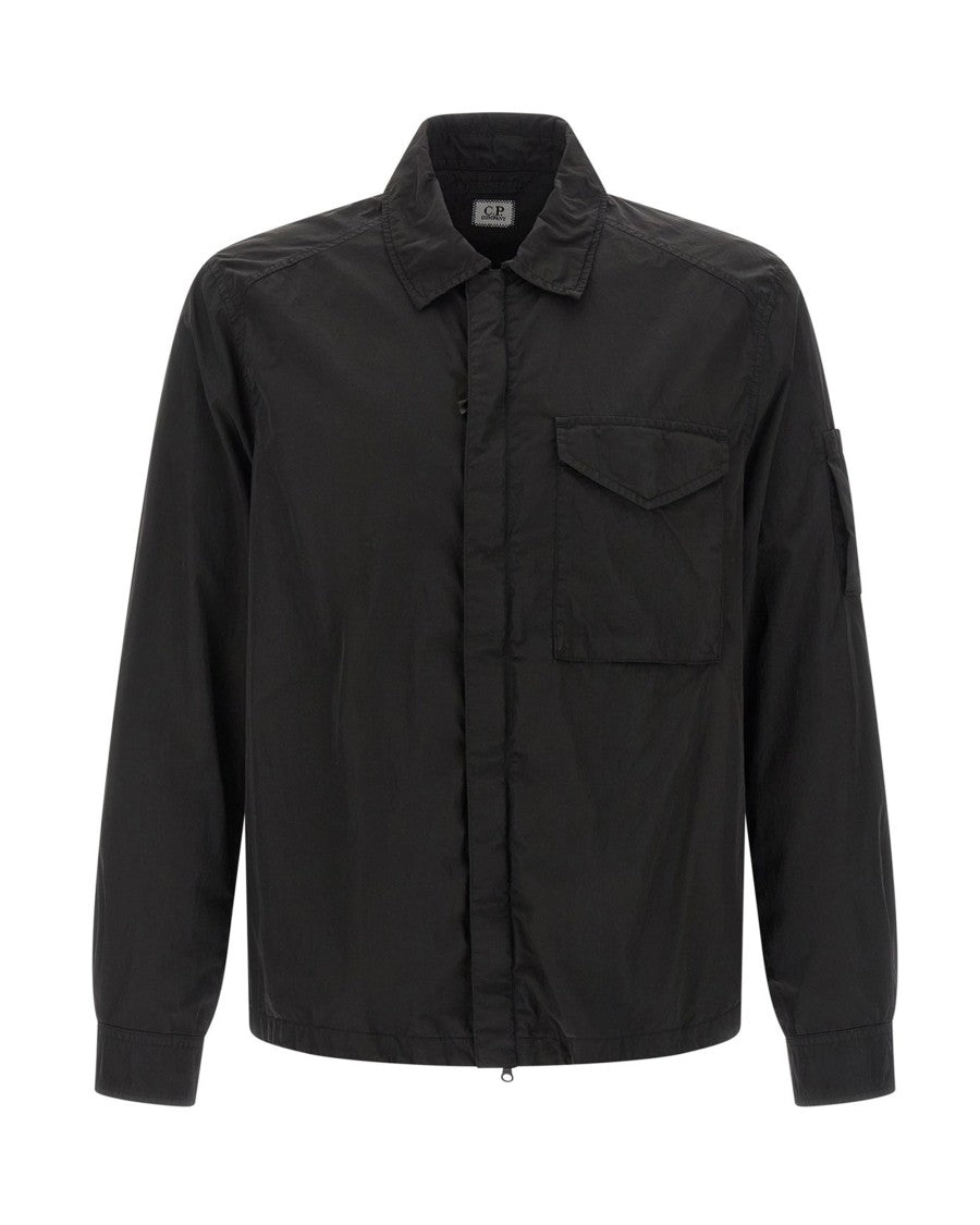 C.P. Company Button-Up Black Overshirt With Adjustable Cuffs And Hem