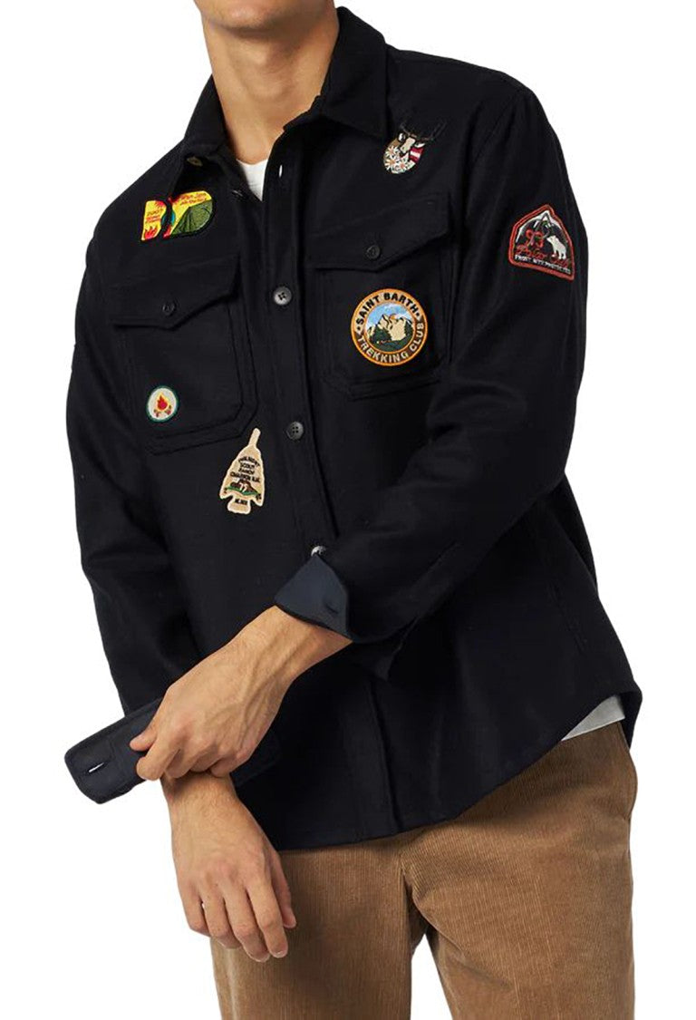 Mc2 Saint Barth Black Button-Up Shirt Jacket