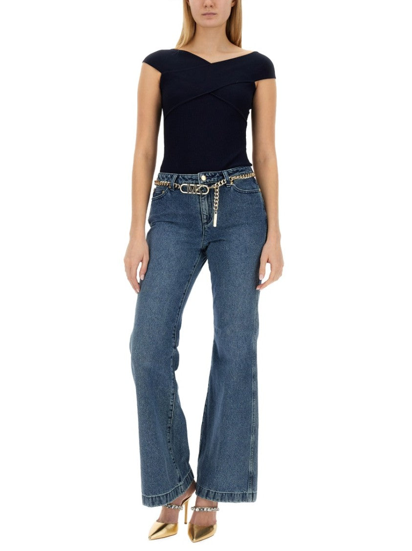 Michael Michael Kors Classic High-Waist Flare Jeans With Vintage Wash
