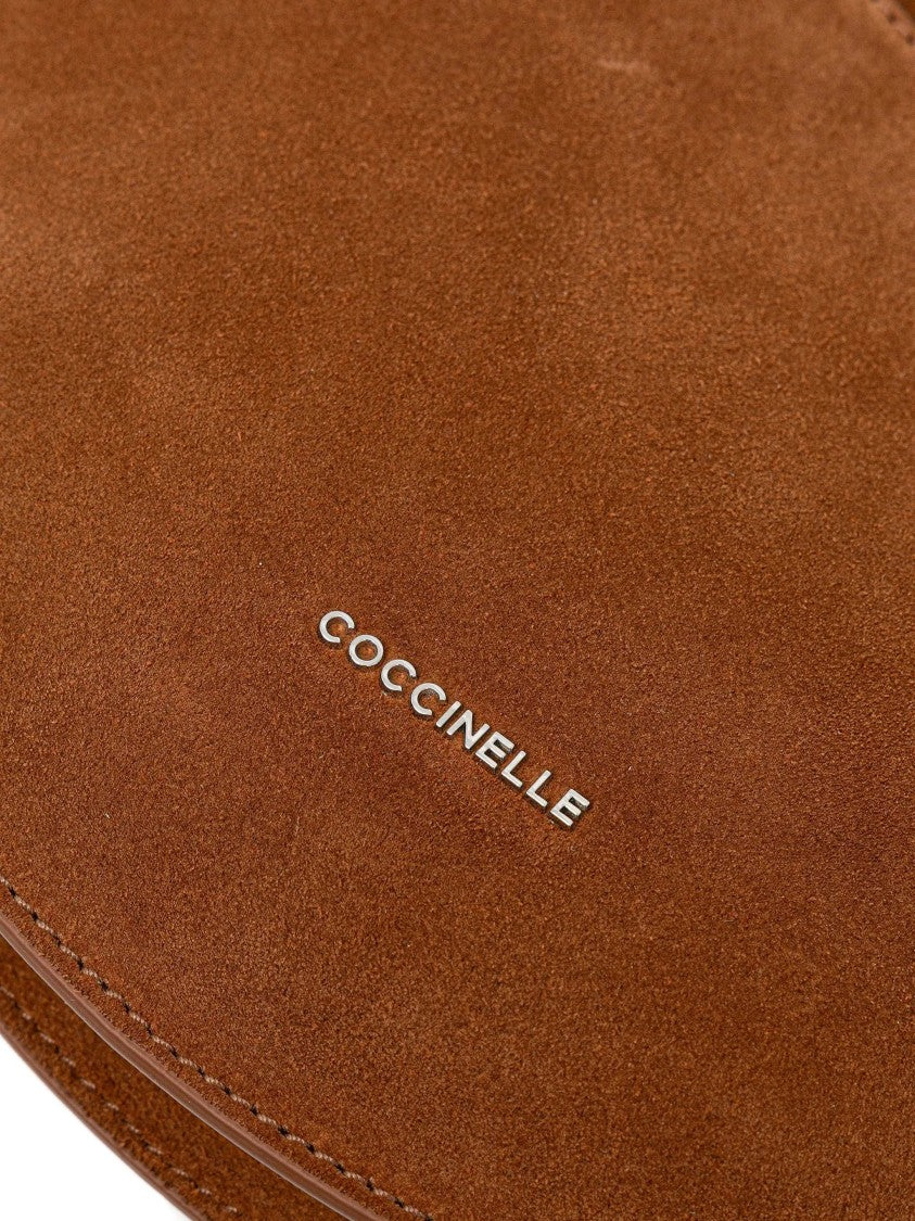 Coccinelle Sunup Suede Crescent-Shaped Brown Shoulder Bag