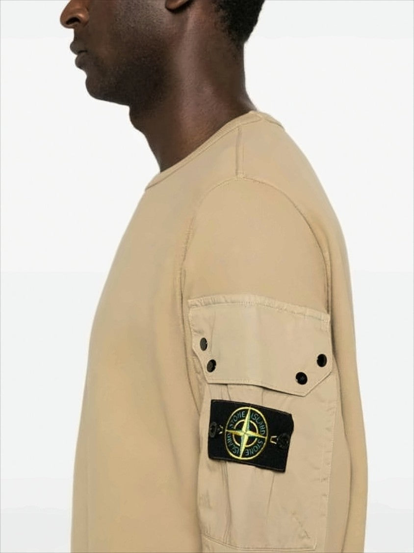 Stone Island Smooth Solid-Colored Long-Sleeve Crewneck Sweatshirt