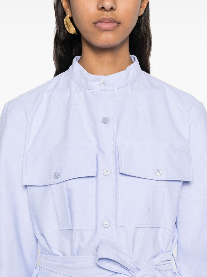 Givenchy Light Blue Midi Dress With Front Button Placket